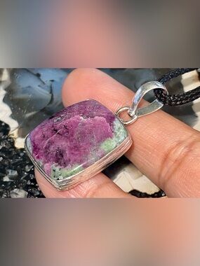 Small Ruby Red Zoisite Crystal Pendant 1 1/2”